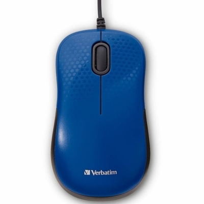 Mouse Verbatim Silent Corded Optical Mouse Blue